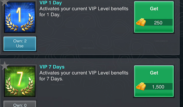 Mobile Strike VIP Item Store