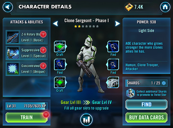 Star Wars: Galaxy of Heroes Clone Sergeant - Phase 1 Review