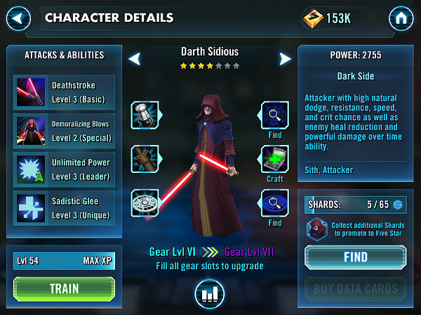 Star Wars: Galaxy of Heroes Darth Sidious Review