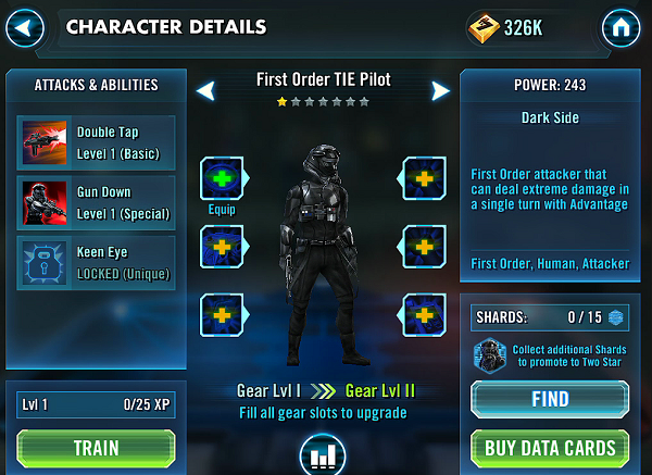 Star Wars: Galaxy of Heroes First Order TIE Pilot Review