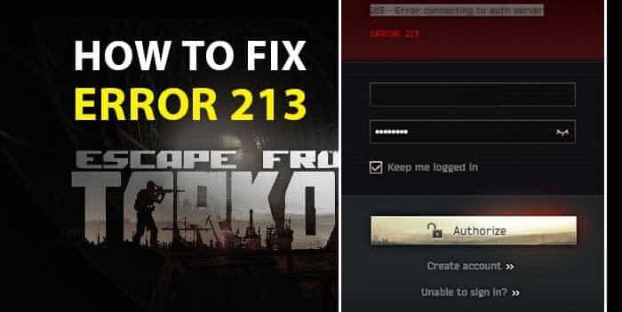 error 213 escape from tarkov
