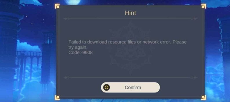 genshin error code 9908