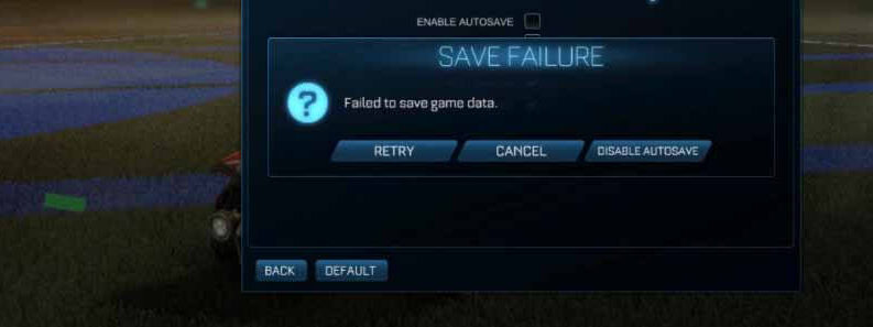 rocket leauge save failure