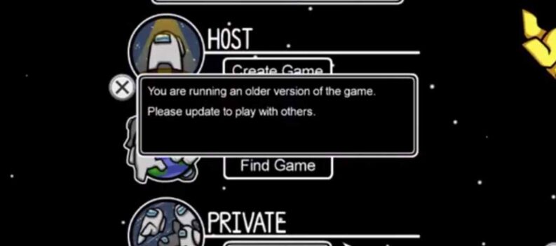 you are running older version among us fix