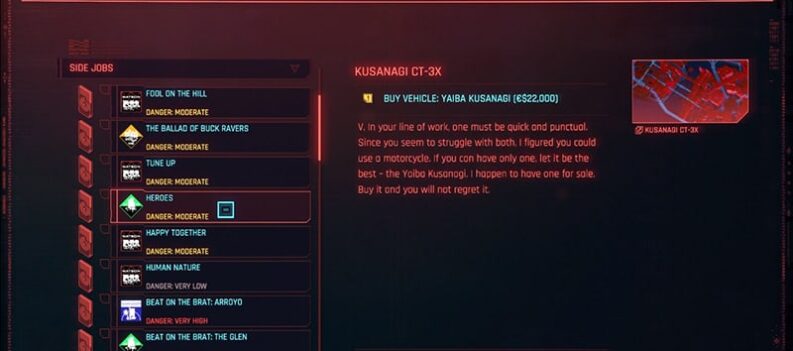 cyberpunk 2077 how to get a motorcycle