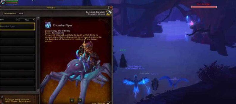 endmire flyer rare mount world of warcraft shadowlands
