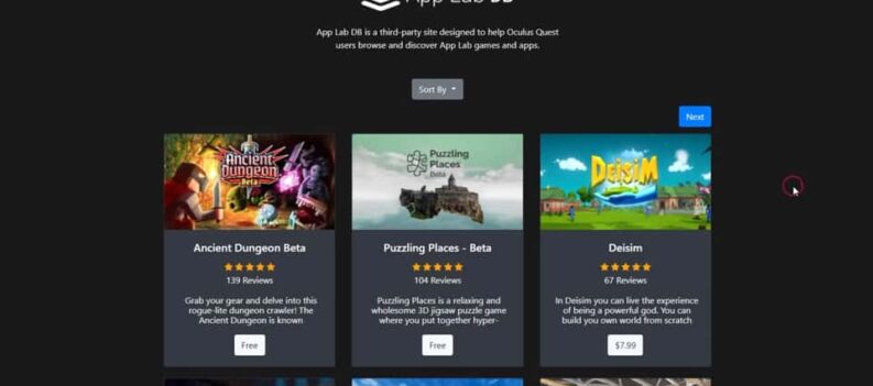 find free games on the app lab oculus quest 2