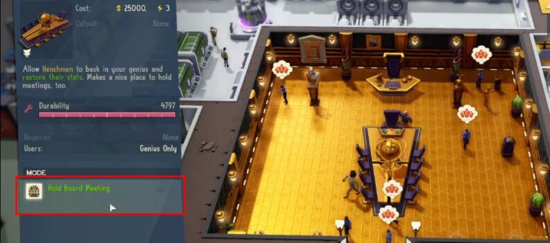 evil genius 2 how to hold a board meeting