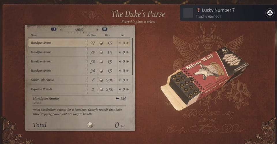 Resident Evil Village: Lucky Number 7 Trophy Guide | 777 Lei