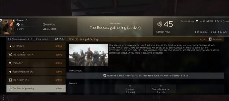 escape from tarkov the bosses gathering prapor task guide