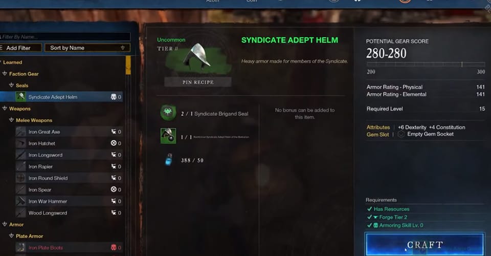 How To Change Armor Stats in New World with Faction Seals