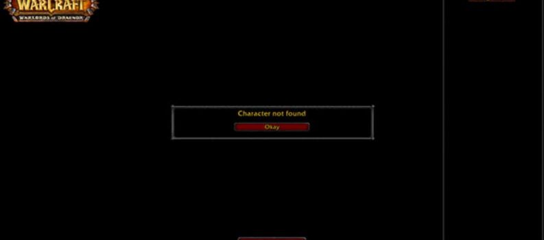 world of warcraft fix character not found error