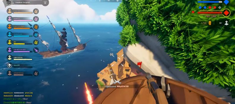 A screenshot of Blazing Sails gunplay.