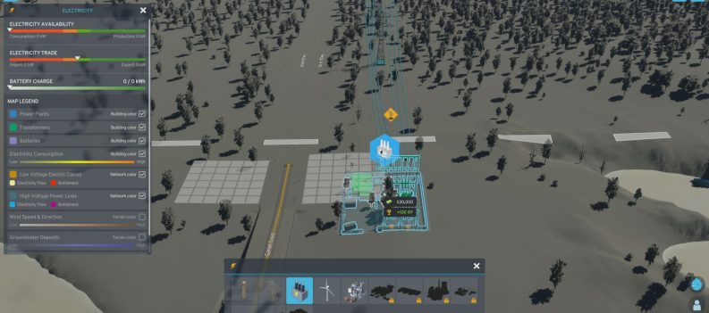 A screenshot showing a Transformer Station connecting to a Power Line via Outside Connection.