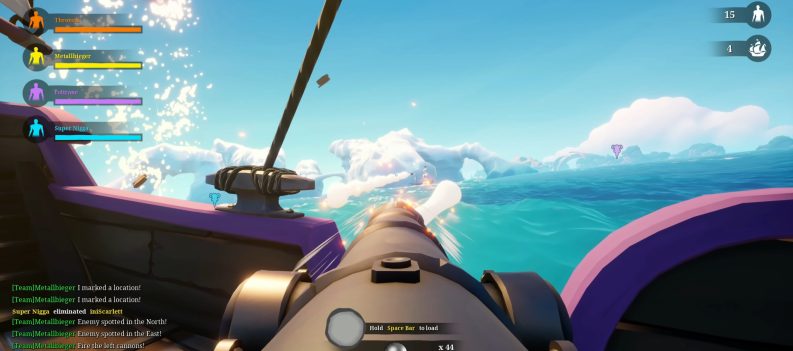 A screenshot featuring Blazing Sails' ship battles.