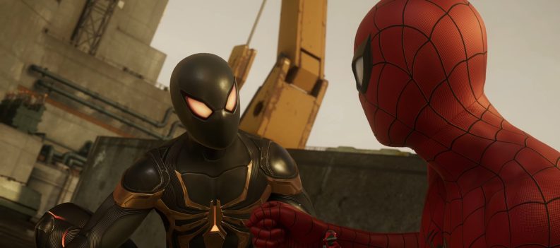 A screenshot of Peter Parker and Miles Morales in Marvel's Spider-Man 2.