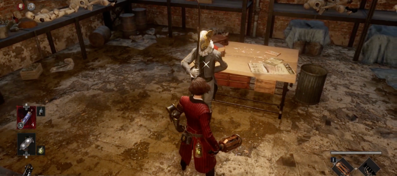 A screenshot of Pinocchio about to fight the Survivor