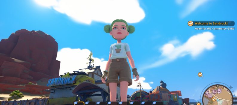 An image of a green-haired woman staring at the distance.