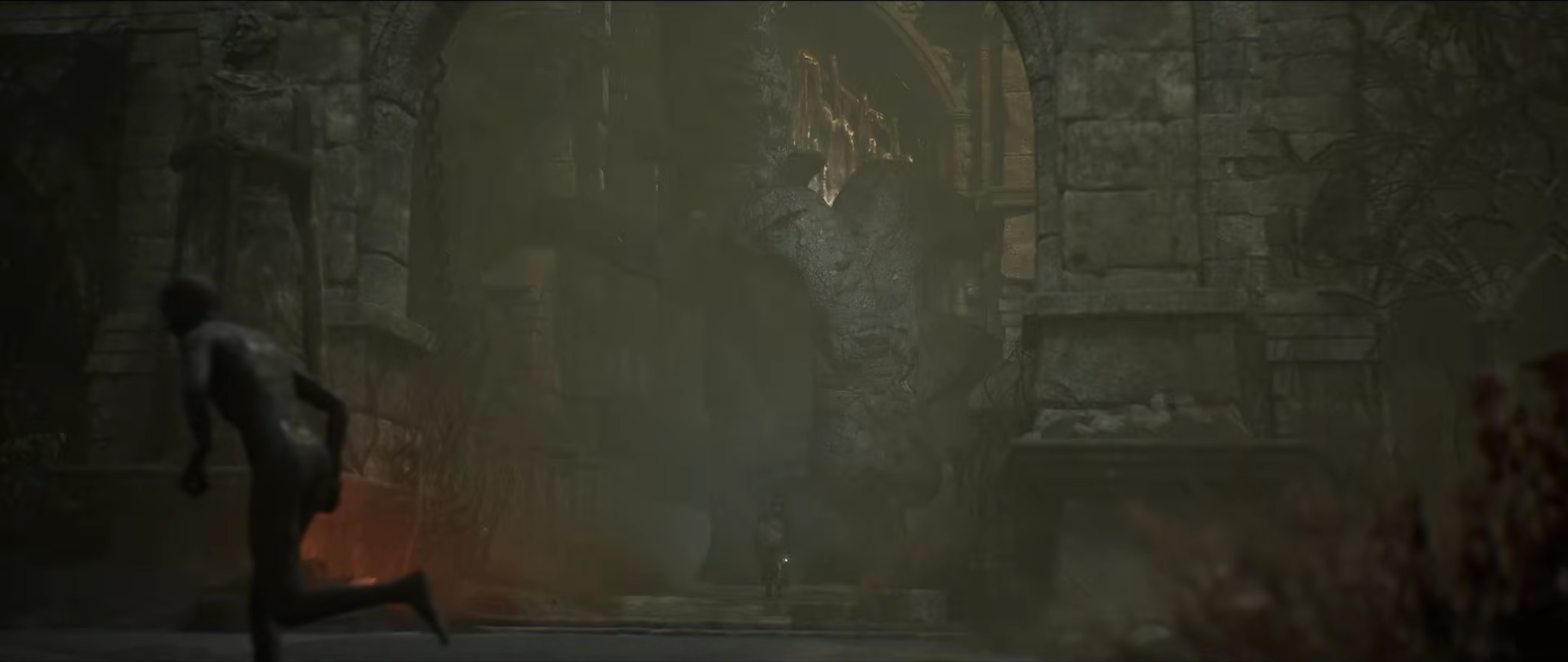 The player opening the doors to the outskirts of Bramis Castle.