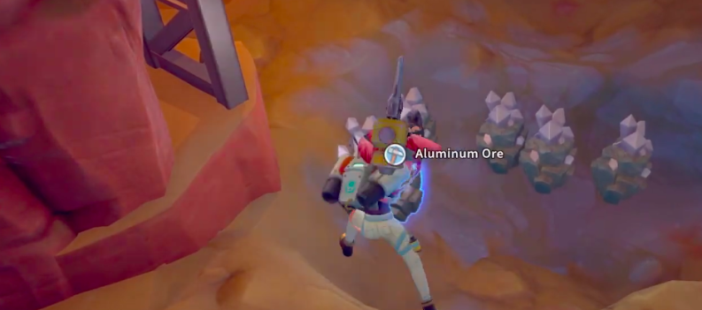 The player quarrying Aluminum Ore.