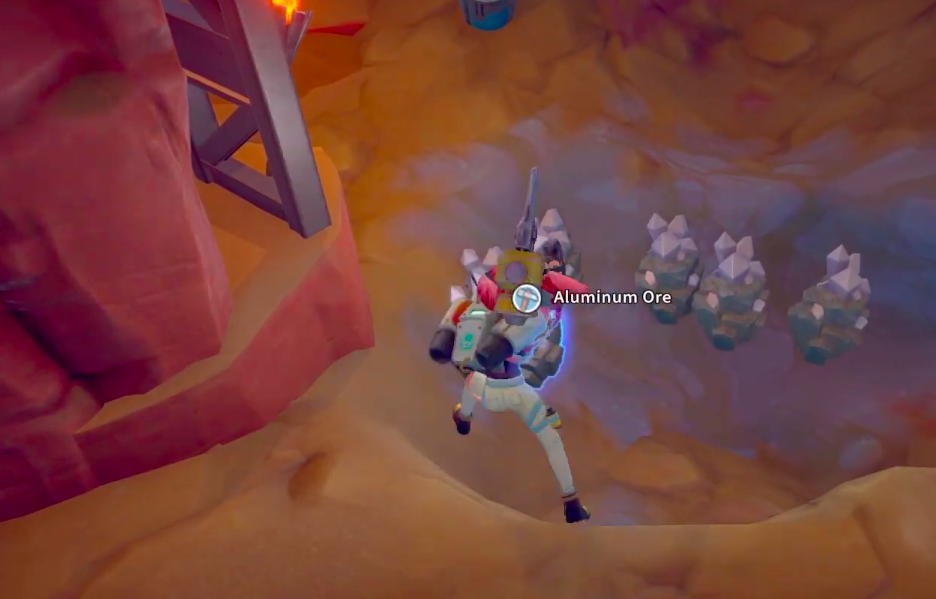 The player quarrying Aluminum Ore.