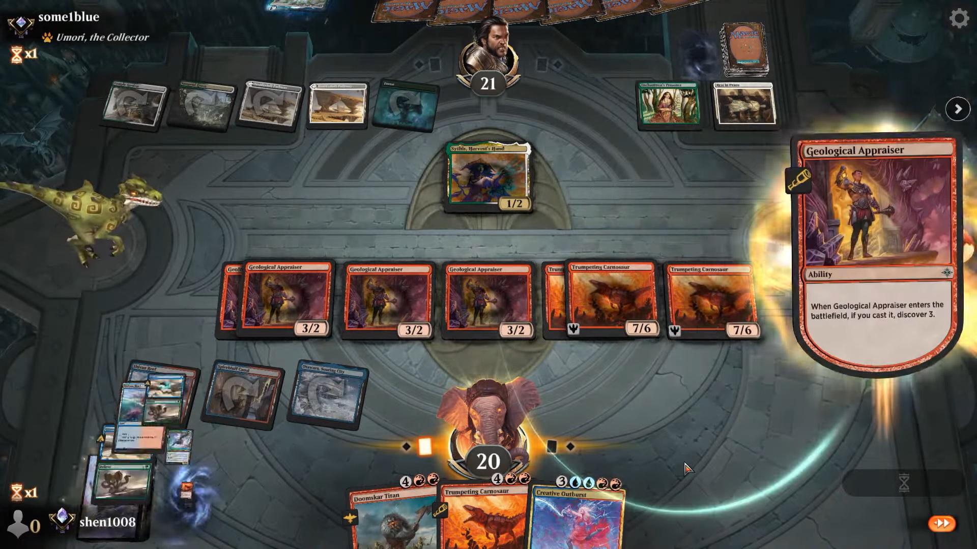 A screenshot of Magic: The Gathering gameplay.