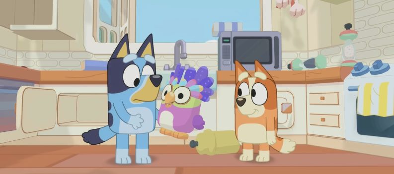 A screenshot of Bluey and Bingo in Bluey: The Videogame.