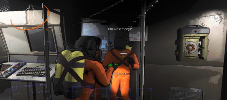 A screenshot of two players in the shower in Lethal Company.