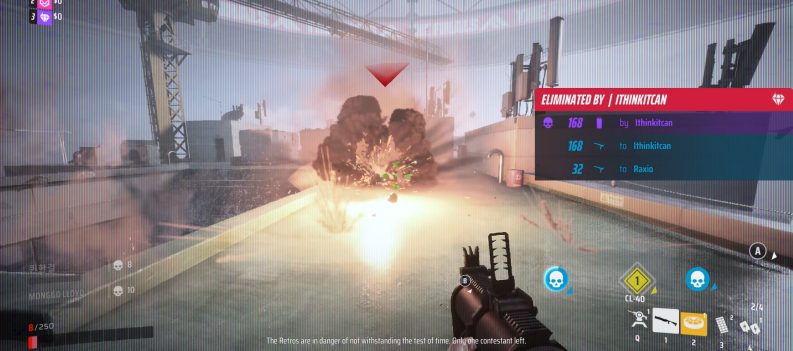 A screenshot of a Medium build against a Light build in The Finals.