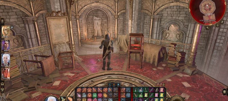 A screenshot of Astarion standing next to The Red Knight's Strategem.