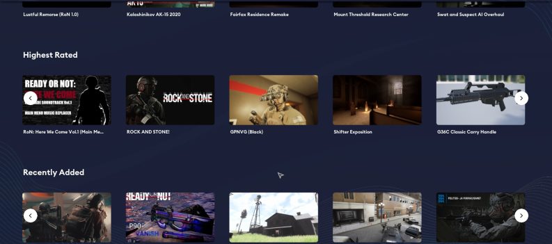 A screenshot of the built-in mod menu in Ready or Not.